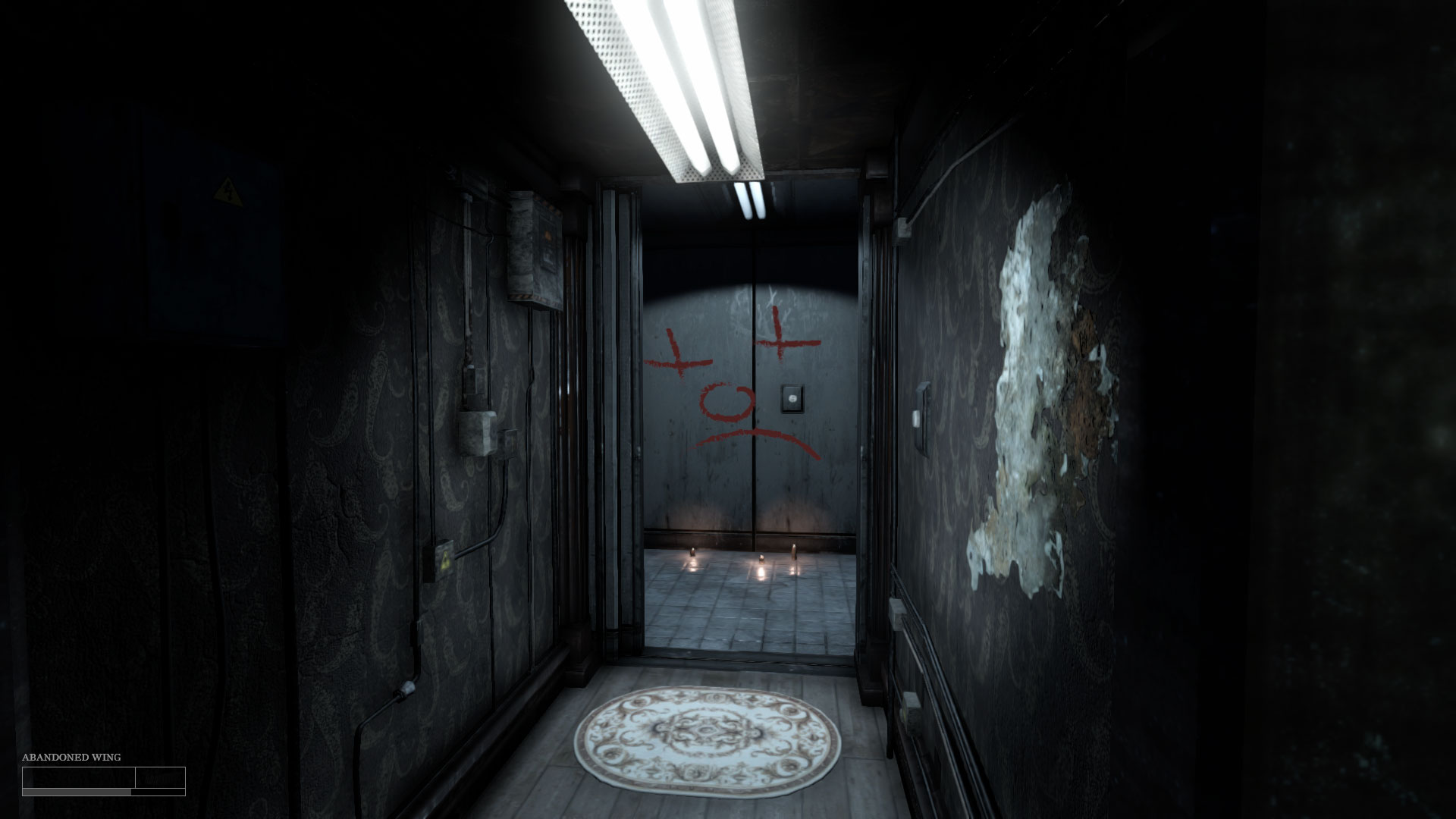 Strange elevator with clown graffiti in Deathbloom Chapter 2