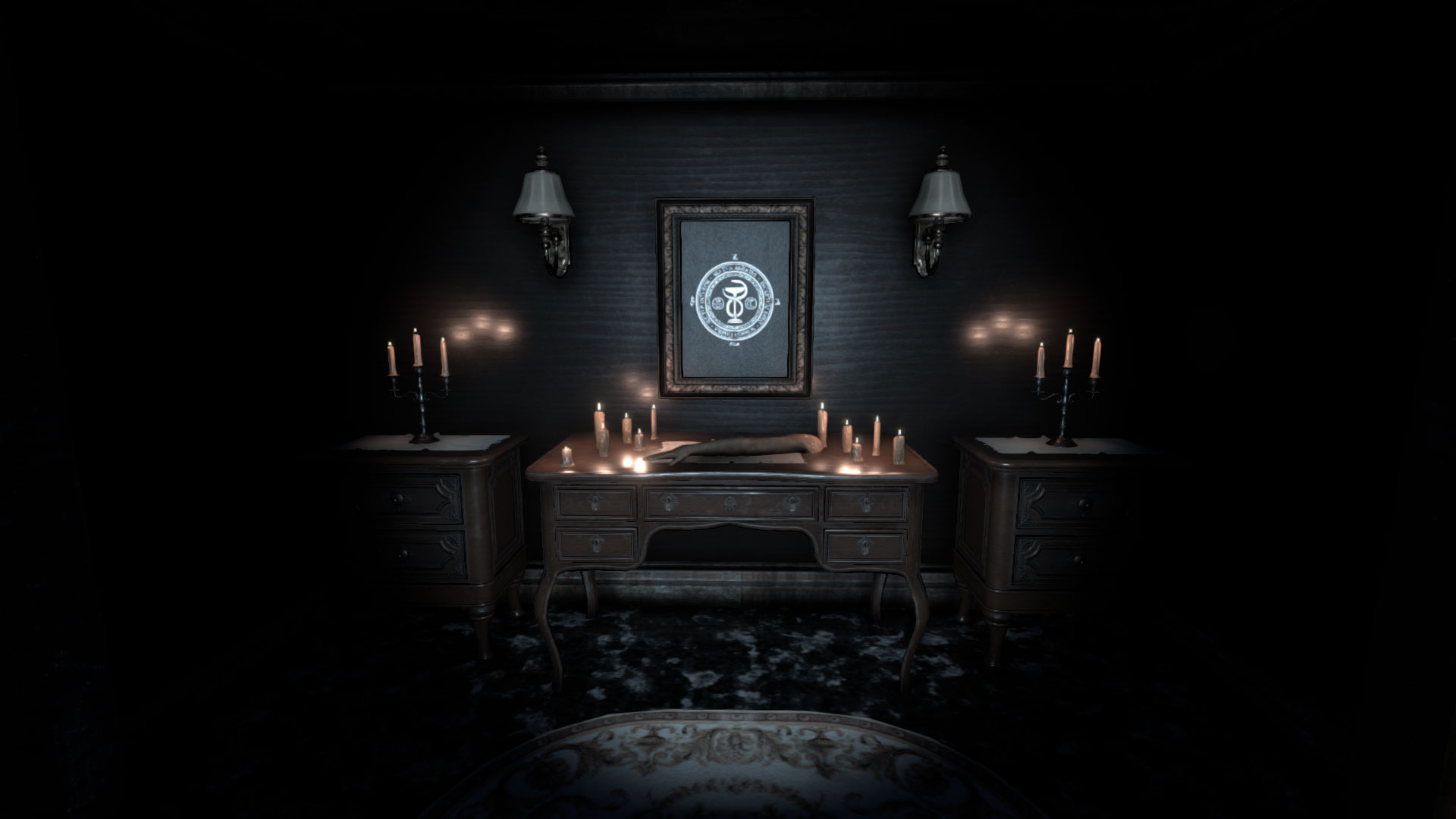 Candle lit altar with mannequin arm in Deathbloom Chapter 2